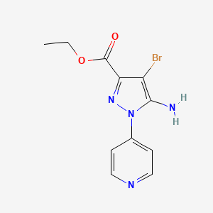 molecular formula C11H11BrN4O2 B12071993 Ethyl 5-amino-4-bromo-1-(4-pyridyl)pyrazole-3-carboxylate 