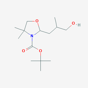 molecular formula C14H27NO4 B12072064 Tert-butyl 2-(3-hydroxy-2-methylpropyl)-4,4-dimethyl-1,3-oxazolidine-3-carboxylate 