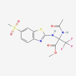 molecular formula C14H14F3N3O5S2 B1207210 2-Acetamido-3,3,3-trifluoro-2-[(6-methylsulfonyl-1,3-benzothiazol-2-yl)amino]propanoic acid methyl ester 