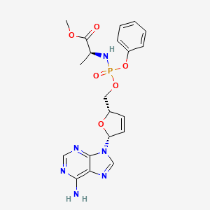molecular formula C20H23N6O6P B1207214 methyl (2S)-2-[[[(2S,5R)-5-(6-aminopurin-9-yl)-2,5-dihydrofuran-2-yl]methoxy-phenoxy-phosphoryl]amino]propanoate 