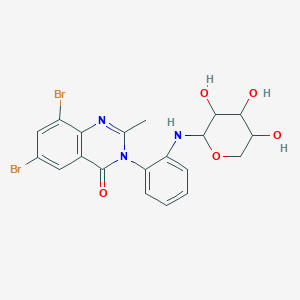 molecular formula C20H19Br2N3O5 B1207220 N-(2-(6,8-Dibromo-2-methyl-4-oxo-3(4H)-quinazolinyl)phenyl)pentopyranosylamine 