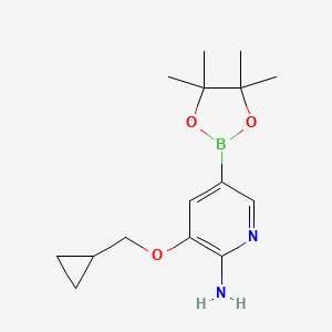 molecular formula C15H23BN2O3 B12072480 3-Cyclopropylmethoxy-5-(4,4,5,5-tetramethyl-[1,3,2]dioxaborolan-2-yl)-pyridin-2-ylamine 