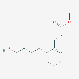 molecular formula C14H20O3 B12072565 2-(4-Hydroxybutyl)benzenepropanoic acid methyl ester 