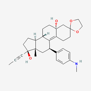 molecular formula C30H39NO4 B12072717 11-(4-(Methylamino)phenyl)-3,2'-[1,3]dioxolane]-5,17(4H)-diol Mifepristone 