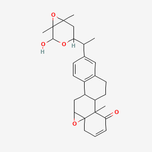 molecular formula C28H34O5 B1207276 15-[1-(2-Hydroxy-1,6-dimethyl-3,7-dioxabicyclo[4.1.0]heptan-4-yl)ethyl]-2-methyl-8-oxapentacyclo[9.8.0.02,7.07,9.012,17]nonadeca-4,12(17),13,15-tetraen-3-one 