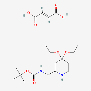 molecular formula C19H34N2O8 B12072789 (R)-1-(tert-Butoxycarbonyl)-4,4-diethoxypiperidine-2-methylamine 