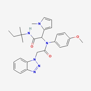 molecular formula C27H32N6O3 B1207282 2-(N-[2-(1-benzotriazolyl)-1-oxoethyl]-4-methoxyanilino)-N-(2-methylbutan-2-yl)-2-(1-methyl-2-pyrrolyl)acetamide 