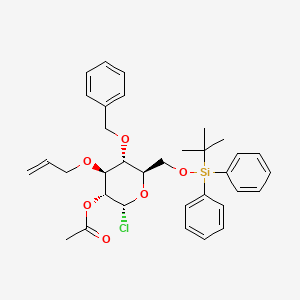 molecular formula C34H41ClO6Si B1207313 2-O-Acetyl-3-O-allyl-4-O-benzyl-6-O-tert-butyldiphenylsilylglucopyranosyl chloride CAS No. 97576-48-2