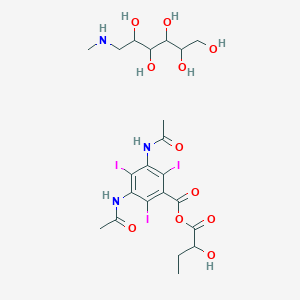 molecular formula C22H32I3N3O11 B12073193 2-hydroxybutanoyl 3,5-diacetamido-2,4,6-triiodo-benzoate, (2R,3R,4R,5S)-6-methylaminohexane-1,2,3,4,5-pentol 