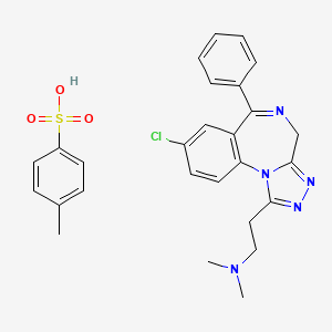 molecular formula C27H28ClN5O3S B1207320 4H-(1,2,4)Triazolo(4,3-a)(1,4)benzodiazepine-1-ethanamine, 8-chloro-N,N-dimethyl-6-phenyl-, 4-methylbenzenesulfonate CAS No. 83983-74-8