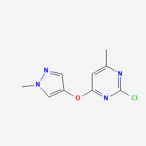 molecular formula C9H9ClN4O B12073261 2-Chloro-4-methyl-6-[(1-methyl-1H-pyrazol-4-yl)oxy]pyrimidine 