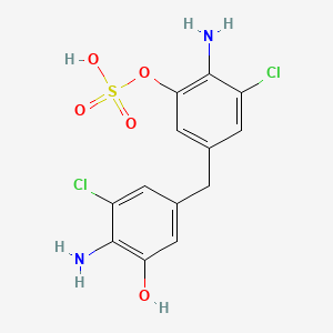molecular formula C13H12Cl2N2O5S B1207329 5-Hydroxy-3,3'-dichloro-4,4'-diaminodiphenylmethane-5-sulfate CAS No. 94887-71-5