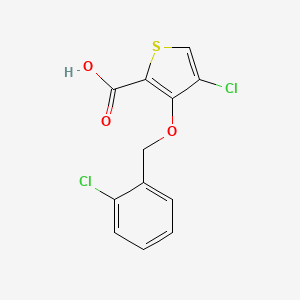 molecular formula C12H8Cl2O3S B12073545 4-Chloro-3-((2-chlorobenzyl)oxy)thiophene-2-carboxylic acid 