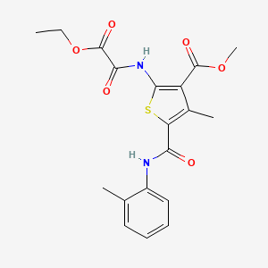 molecular formula C19H20N2O6S B12073581 Methyl 2-[(2-ethoxy-2-oxoacetyl)amino]-4-methyl-5-[(2-methylphenyl)carbamoyl]thiophene-3-carboxylate 