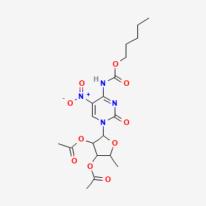 molecular formula C19H26N4O10 B12073826 2'',3''-Di-O-acetyl-5''-deoxy-5-nitro-N4-(pentyloxycarbonyl)cytidine 