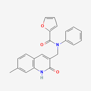 molecular formula C22H18N2O3 B1207384 N-[(7-methyl-2-oxo-1H-quinolin-3-yl)methyl]-N-phenyl-2-furancarboxamide 