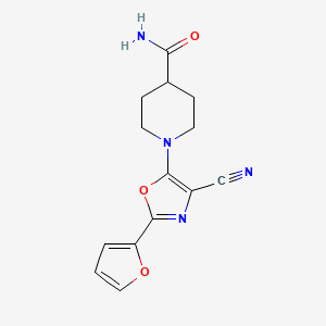molecular formula C14H14N4O3 B1207385 1-[4-Cyano-2-(2-furanyl)-5-oxazolyl]-4-piperidinecarboxamide 