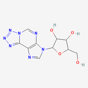 molecular formula C10H11N7O4 B12074420 7-Pentofuranosyl-7h-tetrazolo[5,1-i]purine CAS No. 37082-52-3