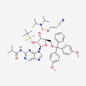 molecular formula C50H68N7O8PSi B12074487 Propanamide, N-[9-[5-O-[bis(4-methoxyphenyl)phenylmethyl]-3-O-[[bis(1-methylethyl)amino](2-cyanoethoxy)phosphino]-2-O-[(1,1-dimethylethyl)dimethylsilyl]-beta-D-ribofuranosyl]-9H-purin-2-yl]-2-methyl- CAS No. 151059-65-3