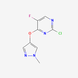 molecular formula C8H6ClFN4O B12074758 2-Chloro-5-fluoro-4-[(1-methyl-1H-pyrazol-4-yl)oxy]pyrimidine 