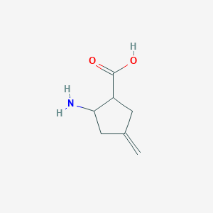 molecular formula C7H11NO2 B12074888 Cyclopentanecarboxylic acid, 2-amino-4-methylene-, (1R,2S)-(9CI) 