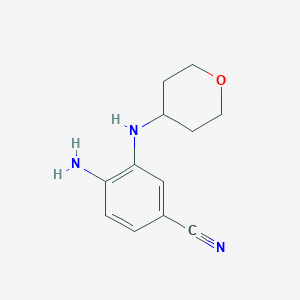 molecular formula C12H15N3O B12075062 4-Amino-3-((tetrahydro-2H-pyran-4-yl)amino)benzonitrile 