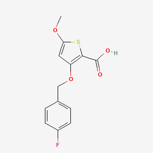 molecular formula C13H11FO4S B12075423 3-((4-Fluorobenzyl)oxy)-5-methoxythiophene-2-carboxylic acid 