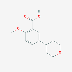 molecular formula C13H16O4 B12075445 2-Methoxy-5-(tetrahydro-2H-pyran-4-yl)benzoic acid 