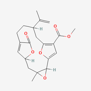 molecular formula C21H24O6 B1207571 4-甲基-8-氧代-12-丙-1-烯-2-基-3,7,17-三氧杂四环[12.2.1.16,9.02,4]十八烷-1(16),9(18),14-三烯-15-甲酸甲酯 CAS No. 58772-81-9