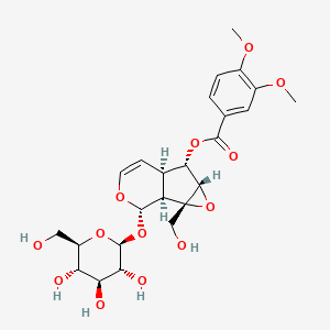 molecular formula C24H30O13 B1207573 [(1S,2S,4S,5S,6R,10S)-2-(羟甲基)-10-[(2S,3R,4S,5S,6R)-3,4,5-三羟基-6-(羟甲基)氧杂环己烷-2-基]氧基-3,9-二氧杂三环[4.4.0.02,4]癸-7-烯-5-基] 3,4-二甲氧基苯甲酸酯 CAS No. 56973-43-4