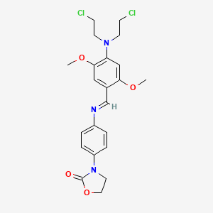 B1207588 3-(4-(((4-(Bis(2-chloroethyl)amino)-2,5-dimethoxyphenyl)methylene)amino)phenyl)-2-oxazolidinone CAS No. 31847-13-9