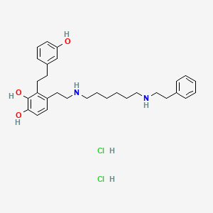 B1207600 1,2-Benzenediol, 3-(2-(3-hydroxyphenyl)ethyl)-4-(2-((6-((2-phenylethyl)amino)hexyl)amino)ethyl)-, dihydrochloride CAS No. 112431-33-1