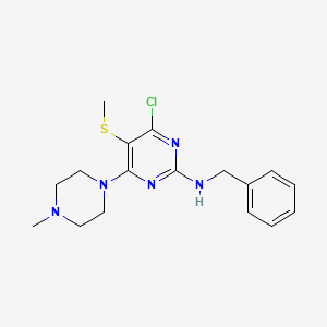 B1207604 2-Benzylamino-4-N-methylpiperazino-5-methylthio-6-chloropyrimidine CAS No. 59717-63-4