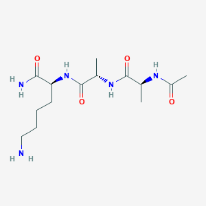 molecular formula C14H27N5O4 B12076045 (S)-2-((S)-2-((S)-2-Acetamidopropanamido)propanamido)-6-aminohexanamide 