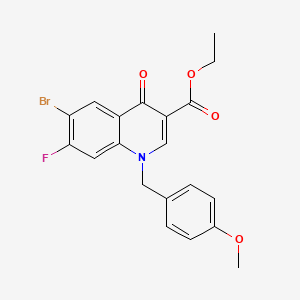 Ethyl 6-bromo-7-fluoro-1-[(4-methoxyphenyl)methyl]-4-oxo-quinoline-3-carboxylate