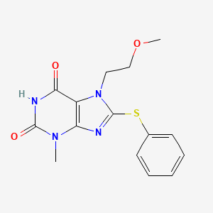 molecular formula C15H16N4O3S B1207626 7-(2-甲氧基乙基)-3-甲基-8-(苯硫基)嘌呤-2,6-二酮 