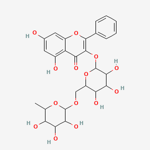 molecular formula C27H30O14 B12076288 5,7-Dihydroxy-2-phenyl-3-[3,4,5-trihydroxy-6-[(3,4,5-trihydroxy-6-methyloxan-2-yl)oxymethyl]oxan-2-yl]oxychromen-4-one 