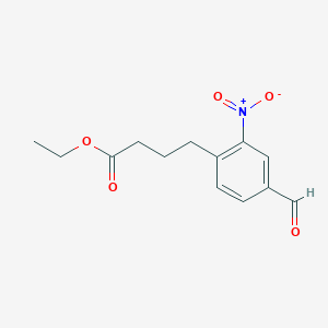 molecular formula C13H15NO5 B12076447 Ethyl 4-(4-formyl-2-nitrophenyl)butanoate 