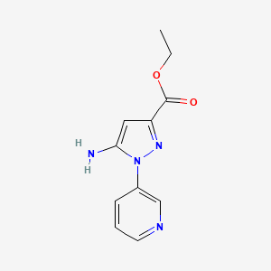 molecular formula C11H12N4O2 B12076518 Ethyl 5-amino-1-(3-pyridyl)pyrazole-3-carboxylate 