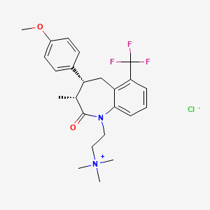 B1207657 1,3,4,5-Tetrahydro-4-(4-methoxyphenyl)-3-methyl-6-(trifluoromethyl)-1-(2-trimethylammonia)ethyl-2H-1-benzazepine-2-one CAS No. 149759-25-1