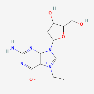 molecular formula C12H19N5O4 B12076747 2-Amino-7-ethyl-9-[4-hydroxy-5-(hydroxymethyl)oxolan-2-yl]-4,5-dihydropurin-7-ium-6-olate 