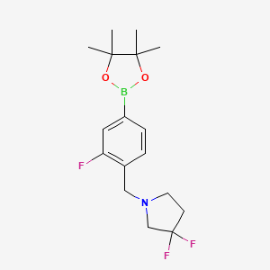 molecular formula C17H23BF3NO2 B12076861 3,3-Difluoro-1-(2-fluoro-4-(4,4,5,5-tetramethyl-1,3,2-dioxaborolan-2-yl)benzyl)pyrrolidine 