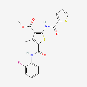 Methyl 5-((2-fluorophenyl)carbamoyl)-4-methyl-2-(thiophene-2-carboxamido)thiophene-3-carboxylate