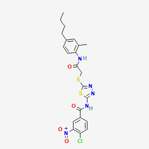 N-[5-[2-(4-butyl-2-methylanilino)-2-oxoethyl]sulfanyl-1,3,4-thiadiazol-2-yl]-4-chloro-3-nitrobenzamide