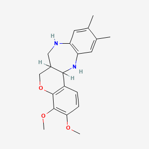 B1207692 (1)Benzopyrano(4,3-b)(1,5)benzodiazepine, 6,6a,7,8,13,13a-hexahydro-3,4-dimethoxy-10,11-dimethyl- CAS No. 83114-27-6