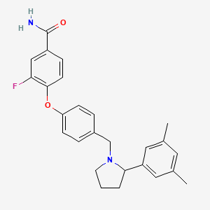 molecular formula C26H27FN2O2 B12077051 4-(4-((2-(3,5-Dimethylphenyl)pyrrolidin-1-yl)methyl)phenoxy)-3-fluorobenzamide 