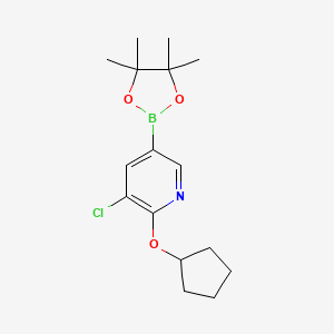 molecular formula C16H23BClNO3 B12077199 3-Chloro-2-(cyclopentyloxy)-5-(4,4,5,5-tetramethyl-1,3,2-dioxaborolan-2-yl)pyridine 