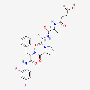 4-[[1-[[1-[2-[[1-(2,4-Difluoroanilino)-1-oxo-3-phenylpropan-2-yl]carbamoyl]pyrrolidin-1-yl]-1-oxopropan-2-yl]amino]-1-oxopropan-2-yl]amino]-4-oxobutanoic acid