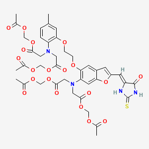 molecular formula C41H44N4O20S B12077398 acetyloxymethyl 2-[N-[2-(acetyloxymethoxy)-2-oxoethyl]-2-[2-[[6-[bis[2-(acetyloxymethoxy)-2-oxoethyl]amino]-2-[(Z)-(5-oxo-2-sulfanylideneimidazolidin-4-ylidene)methyl]-1-benzofuran-5-yl]oxy]ethoxy]-4-methylanilino]acetate 