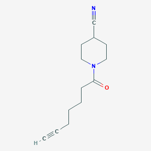 molecular formula C13H18N2O B12077404 1-(Hept-6-ynoyl)piperidine-4-carbonitrile 